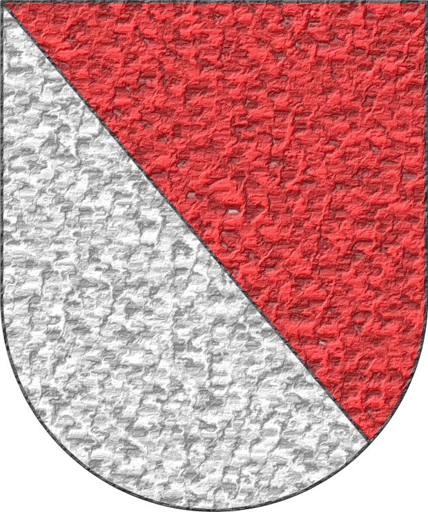 Escudo tronchado: 1o de gules; 2o de plata.