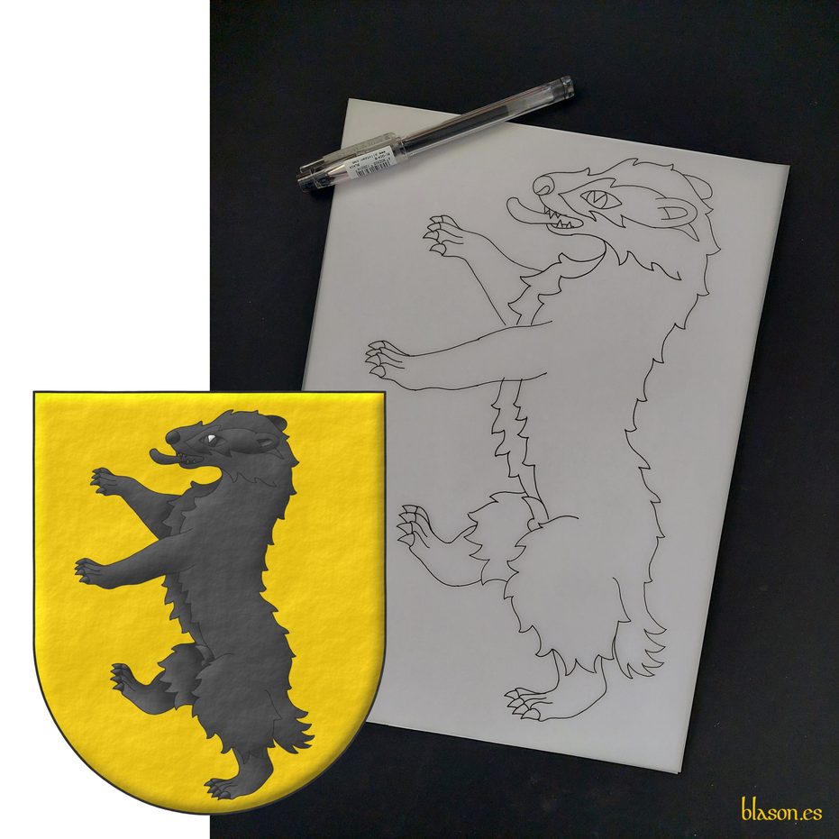 Or, a badger rampant Sable.