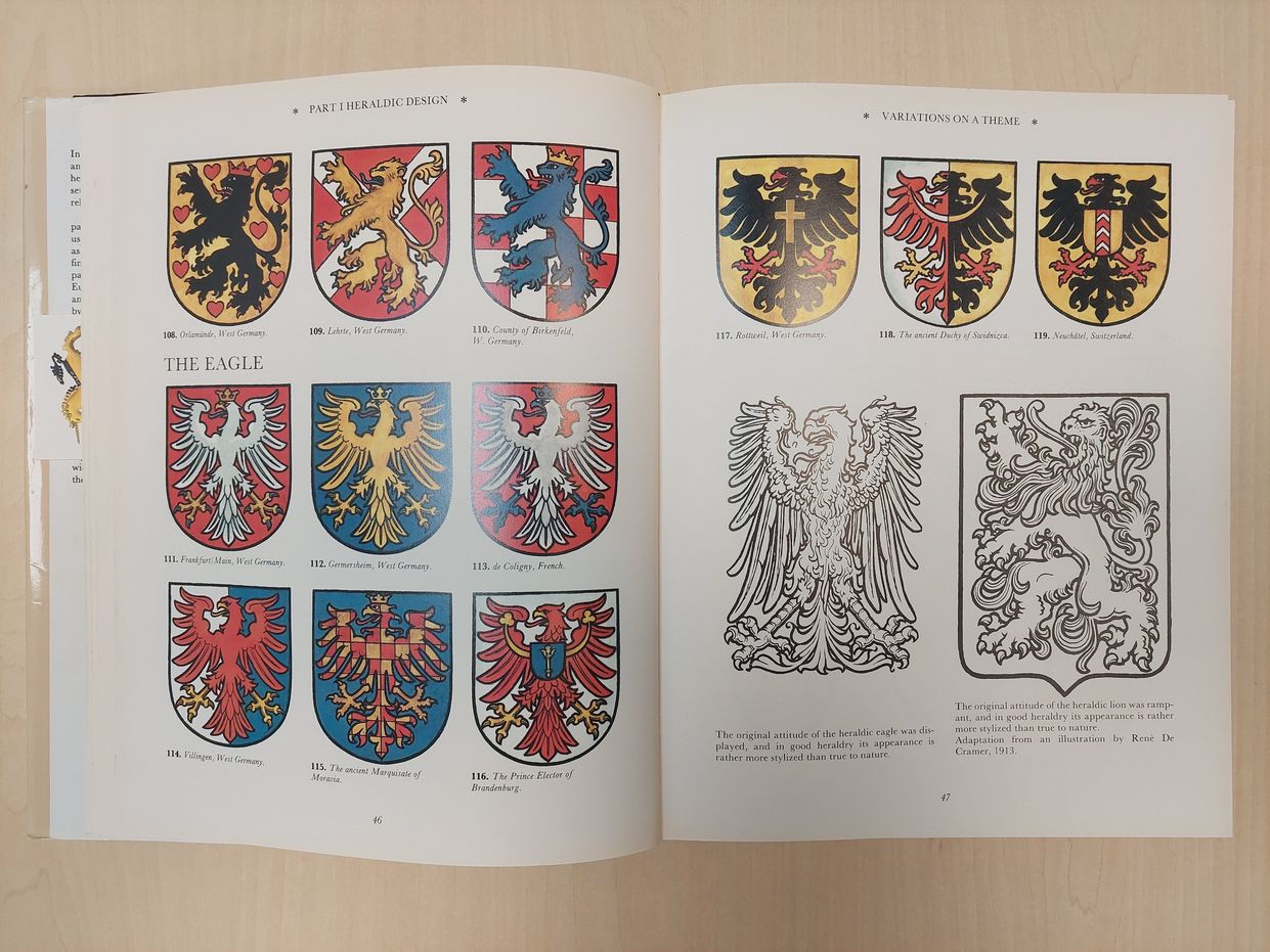 Pages 46 and 47 of The Art of Heraldry de Carl-Alexander von Volborth