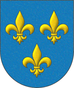 Escudo de azur, tres flores de lis de oro.