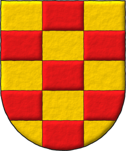 Escudo ajedrezado de quince piezas de oro y gules.