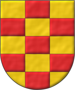 Escudo ajedrezado de quince piezas de oro y gules.