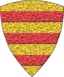 Escudo de oro, tres fajas de gules.