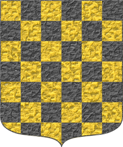 Escudo ajedrezado de oro y sable.