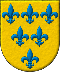 Escudo de oro, seis flores de lis de azur, 3, 2 y 1.