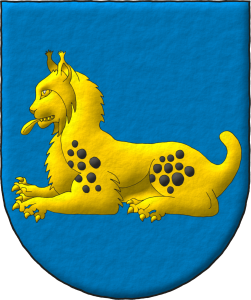 Escudo de azur, un lince tumbado de oro.