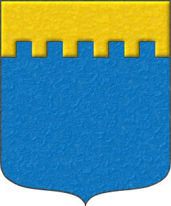 Escudo de azur, el jefe almenado de oro.