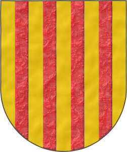 Escudo de oro, cuatro palos de gules.