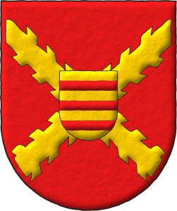 Escudo de gules, una cruz de Borgoa de oro; un escusn de oro, tres fajas de gules.