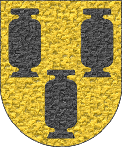 Escudo de oro, tres potes de sable.