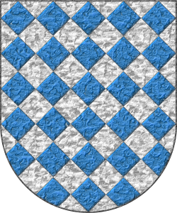 Escudo losanjado de plata y azur.