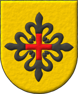 Escudo de oro, una cruz de Montesa.