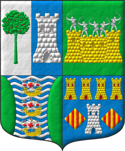 Escudo de armas del Ilmo. Sr. D. Manuel Novo Dabrio, dise�ado por �l y por m� y pintado por m�.