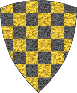 Escudo ajedrezado de oro y sable.