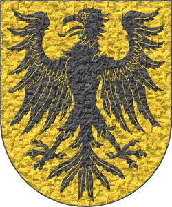 Escudo de oro, un guila de sable.