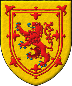 Escudo de oro, un len de gules, armado y lampasado de azur; un trechor doble flordelisado y contraflordelisado de gules.