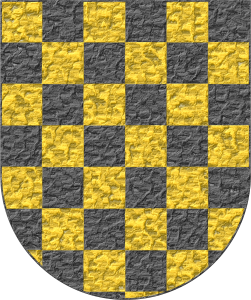 Escudo ajedrezado de oro y sable.