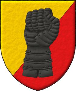 Escudo tajado de oro y gules; brochante sobre la particin un guantelete de sable, puesto en palo.